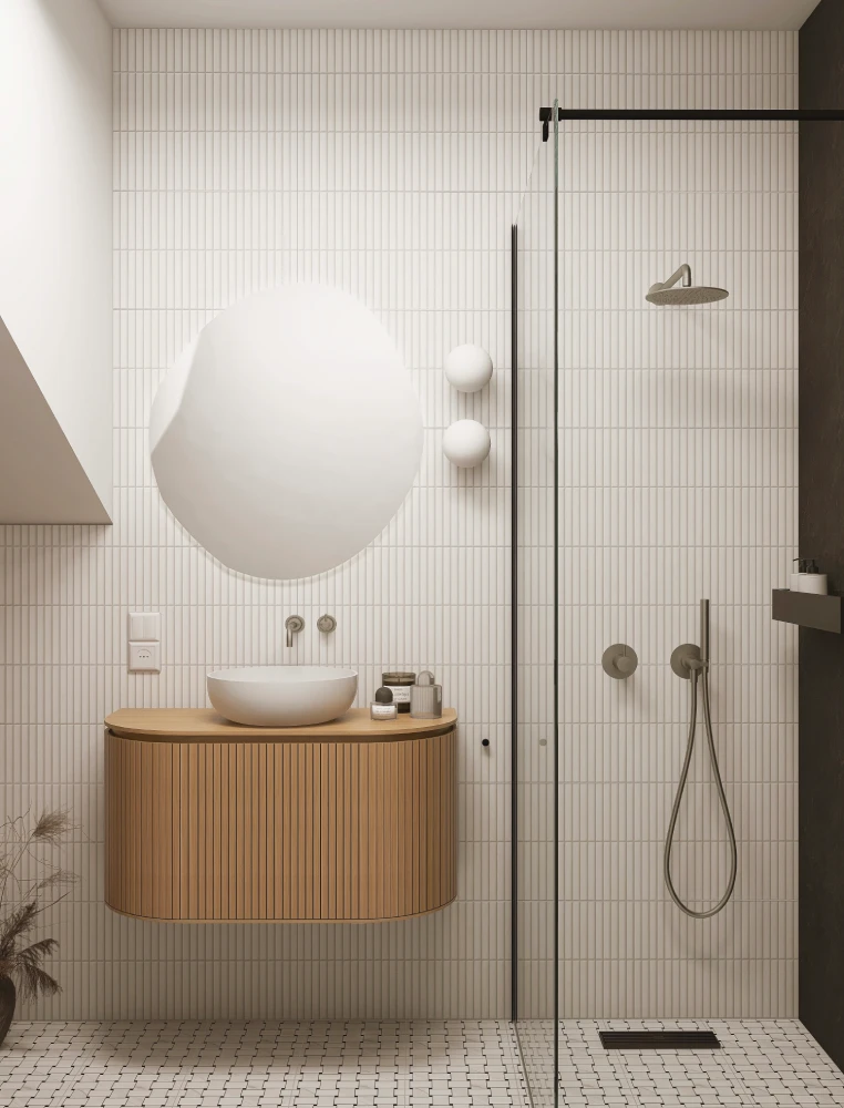 projekt łazienki w Warszawie w stylu mid century - zdjęcie 2